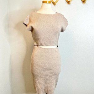 Aritzia Cut-Out Knit Mini Dress Heather Oatmeal